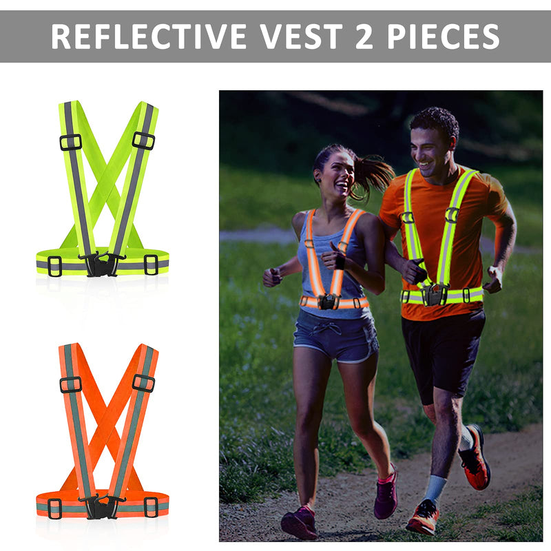 Miushion Reflective Vest - Running Vest Reflector, Reflective Running Vest with Safety Straps, High Visibility Reflector A-2pcs Vests - BeesActive Australia