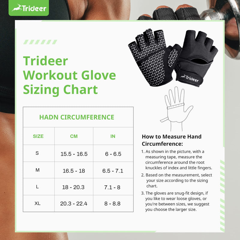 Trideer Workout Gloves for Men and Women, Exercise Weight Lifting Gloves with Curved Open Back, Lightweight Fingerless Gym Gloves for Home Fitness, Strength Training, Rowing and Cycling Black Medium (6.5-7.1 in) - BeesActive Australia