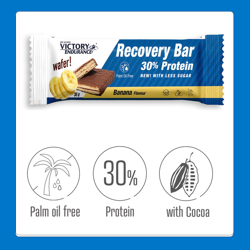 Victory Endurance Recovery Bar - Banana Flavour. (12x35g) Chocolate Coated Wafer Bar for Post-Training Recovery with 32% Proteins 12 x 35 G - BeesActive Australia
