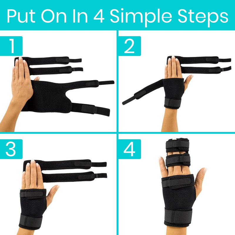 Vive Dual Trigger Finger Splint - Hand Support -Immobilizer For Middle, Pinky, Metacarpal And Ring Fingers - Straightening Braces For Contractures And Broken Fingers And Arthritis - For Men And Women Black - BeesActive Australia