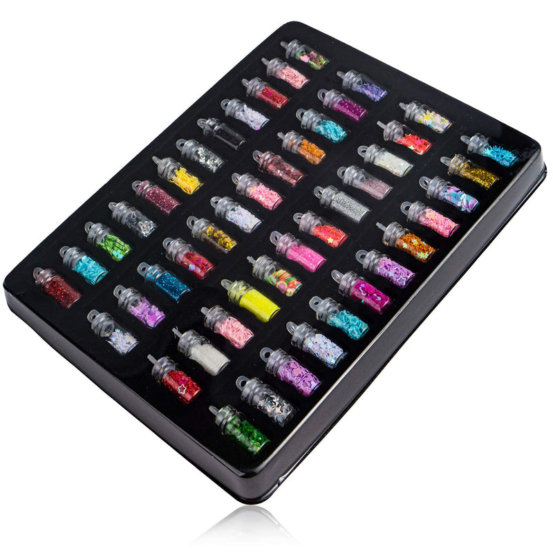 SHANY 3D Nail Art Decoration Mini Bottles - 48 Glass Bottles With Free Nail Art Tweezer - BeesActive Australia