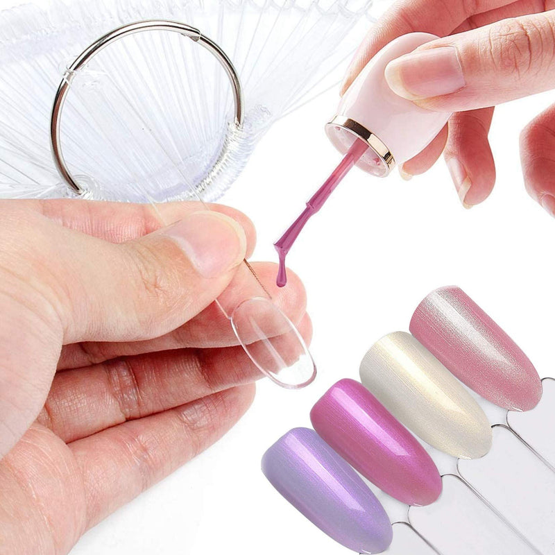 Nail Display Swatches Sticks， Nail Practice Tips with Metal Ring, Transparent Nail Sample Sticks, Display Polish Board Display Practice Sticks, Tool with Ring Screw Holder (100pcs Clear) - BeesActive Australia