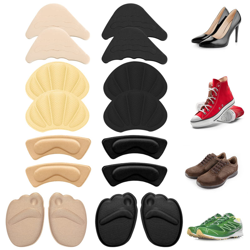 Molain 8 Pairs Heel Grips Shoe Pads Cushions Shoes Filler Comfort Insole for Too Big Loose Shoes Anti-Slip Helper Inserts Toe Liners Brace Fit Tighter Size Foot Care Protector for Women Men 8 Pairs Set a - BeesActive Australia