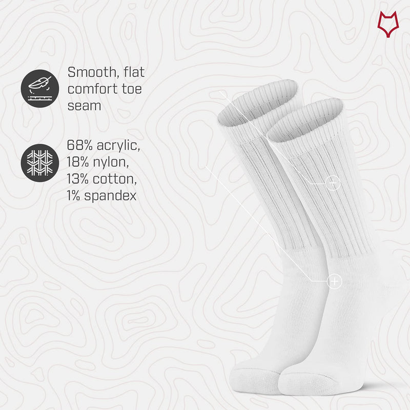 Fox River Wick Dry Classic White Crew Socks Moisture Wicking Socks for Men and Women with Fully Cushioned Sole Large - BeesActive Australia