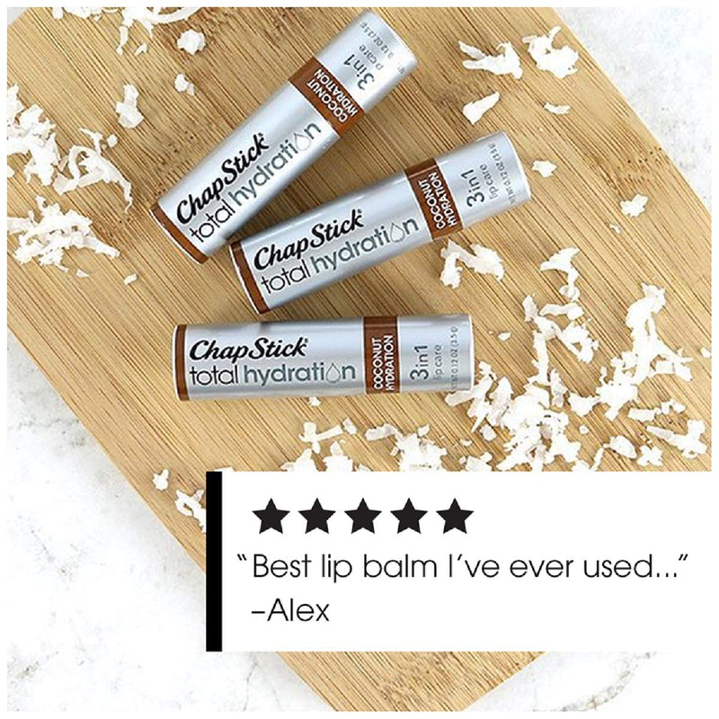 ChapStick Total Hydration Coconut Lip Balm Tube, Hydrating Coconut ChapStick for Lip Care - 0.12 Oz Coconut Hydration - BeesActive Australia