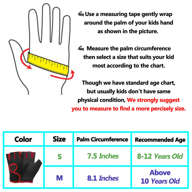 Luwint Kids Fingerless Workout Gloves - Anti-Slip Fitness Mitten for Children Cycling Yoga Weightlifting, 1 Pair Red Small - BeesActive Australia