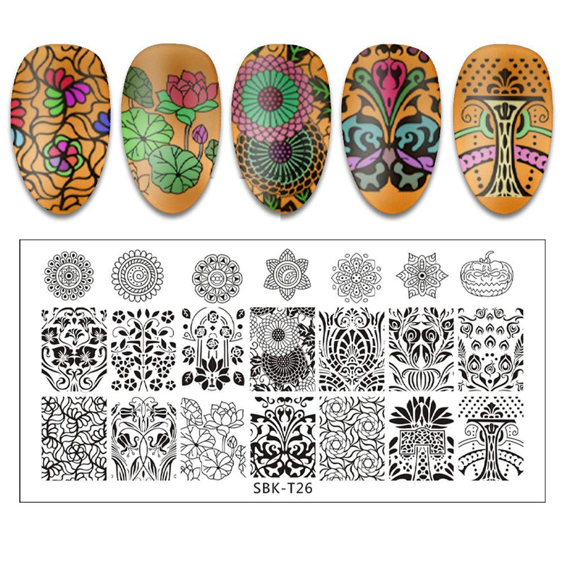 SILPECWEE 6Pcs Nail Stamping Plates Set Butterfly Flower Winter Nail Art Stamp Templates Manicure Salon&DIY Tools NO2 - BeesActive Australia