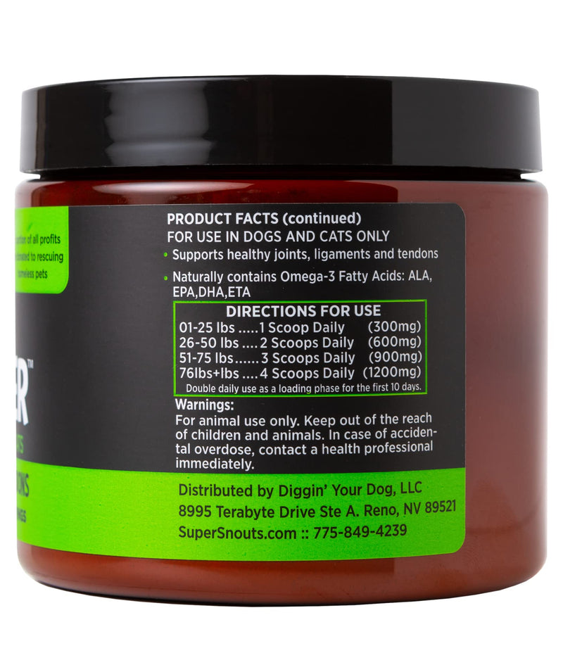 Super Snouts Joint Power 100% Green Lipped Mussels for Dogs & Cats - Dog Joint Supplement Powder Supports Joints, Tendons, Ligaments 5.29 oz (Pack of 1) - BeesActive Australia