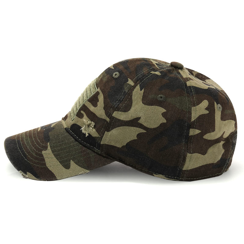 VODIORE American Flag Cap Embroidered USA Distressed Baseball Cap Dad Hat Green Camouflage - BeesActive Australia
