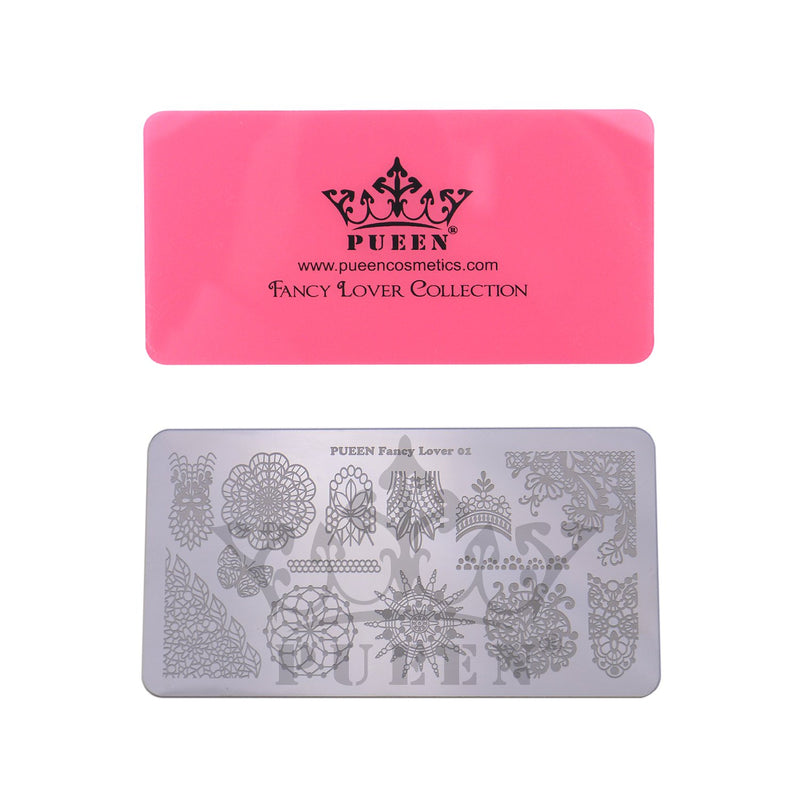 PUEEN Nail Art Stamping Plate - Fancy Lover 01-125x65mm Unique Nailart Polish Stamping Manicure Image Plates Accessories Kit-BH000555 - BeesActive Australia