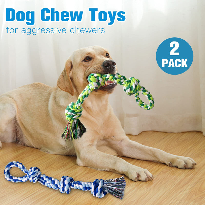 UPSKY Dog Rope Toys 2 Nearly Indestructible Dog Toys, Dog Toy for Medium to Large Breed, Dental Cleaning Chew Toys, Dog Tug Toy for Boredom, Dog Grinding Teeth, Dog Rope Toy for Aggressive Chewers - BeesActive Australia