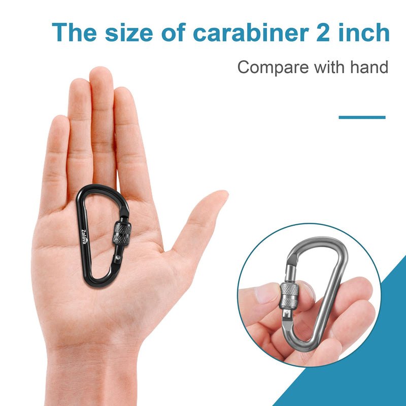 Zalava 6pcs 2”D-Clip Durable Locking Carabiner Keychain Clip,Keychain Clip Hook - BeesActive Australia