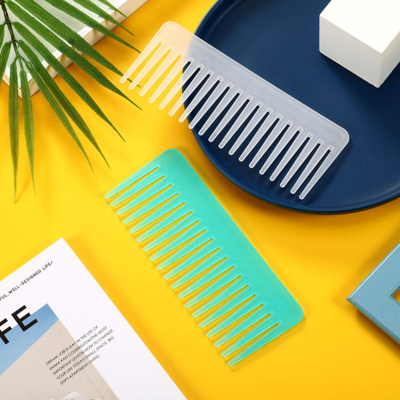 Large Hair Detangling Comb, Wide Tooth for Curly, Wet Dry Hair, No Handle Comb Styling Shampoo Comb (White, Cyan) White, Cyan - BeesActive Australia