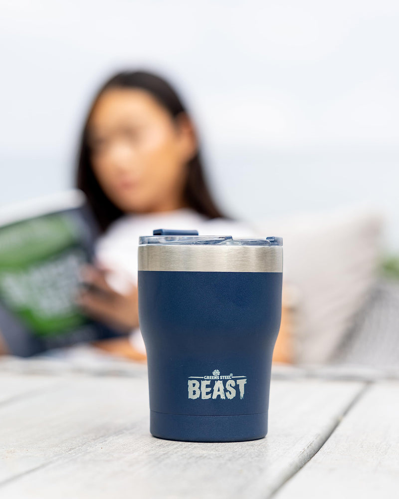 Beast 10 oz Tumbler Stainless Steel Vacuum Insulated Coffee Ice Cup Double Wall Travel Flask (Navy Blue) Navy Blue - BeesActive Australia
