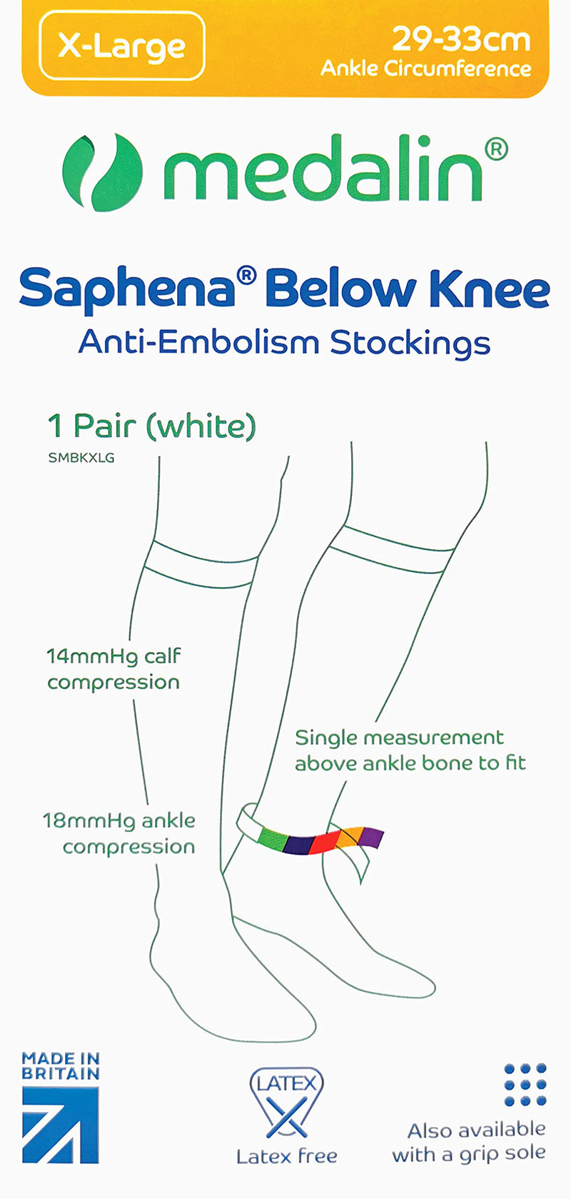 Saphena - Unisex Medical Graduated Compression After Surgery Below Knee Non Slip Anti Embolism Stockings with Grips (X-Large, Green (BKG)) - BeesActive Australia