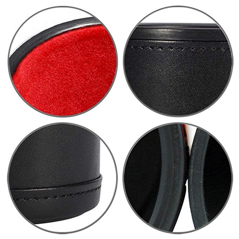 Cyber-Deals PU Leather Dice Cup, Premium Felt Lined Lid/Tray and Spanish Poker Dice Set in White Gift Box (Black / Red Cup, Ivory Tone Dice) Black / Red Cup, Ivory Tone Dice - BeesActive Australia