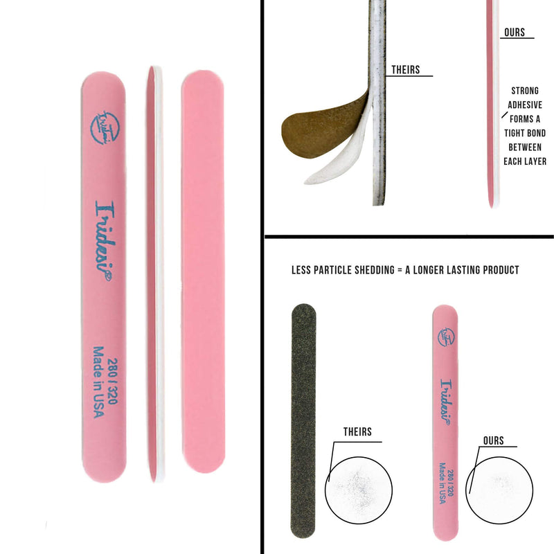 Nail Files and Buffers Premium Pink Light Pink 280 320 Washable Emery Boards 7 Inches Long 12 Pack - BeesActive Australia