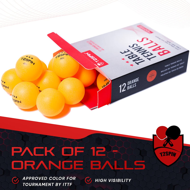 Ping Pong Balls - 3-Star Ping Pong Balls - Pack of 12 - 40mm+ ITTF Regulation Size and Weight - Orange - Seamless Construction for High Durability - Perfect Ping Pong Accessories for Ping Pong Tables - BeesActive Australia