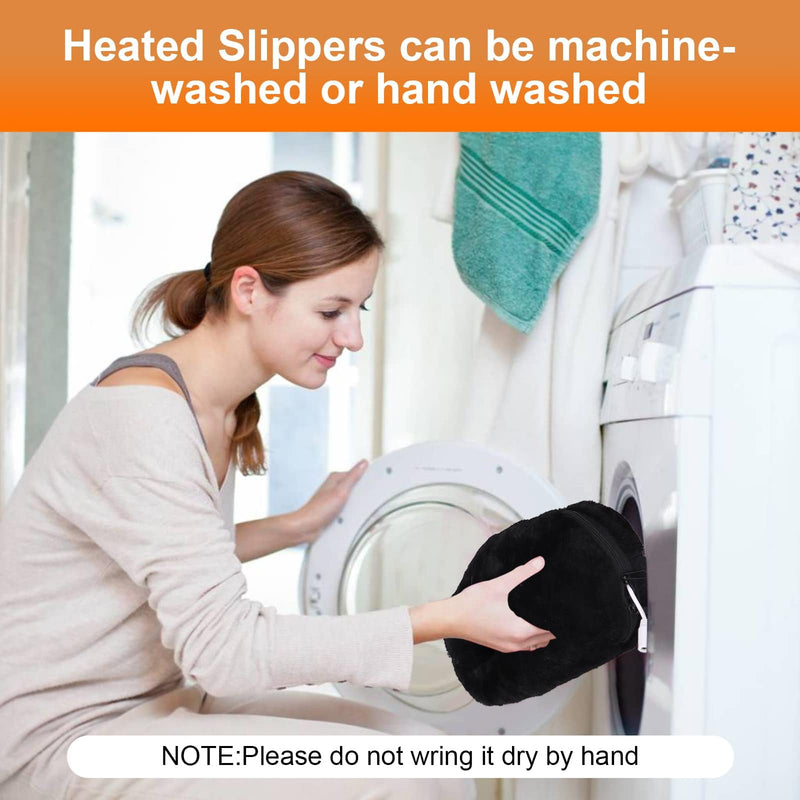 Heated Slippers, USB Electric Heating Shoes Foot Warmer Men Women Washable Outdoor Soft Plush Electric Heated Slippers for Foot Warming Black - BeesActive Australia