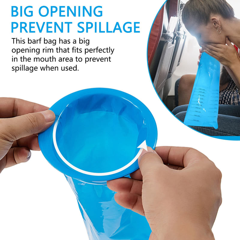 12 Pack Vomit Bags, 1000ml Disposable Emesis Bags Barf Bags with Snap, High Density Portable Aircraft & Car Sickness Bag Leakproof Nausea Bags for Travel Motion Sickness Kids Pregnant Woman Hospital Blue - BeesActive Australia