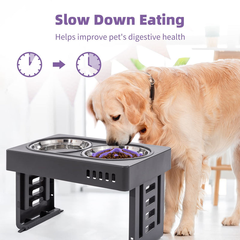 Jaoul Slow Feeder Dog Bowls Insert, Puzzle Slow Feeder with Octopus Suction Cups for Small Medium Large Size Dog Bowls Large(5.5inch) Purple - BeesActive Australia