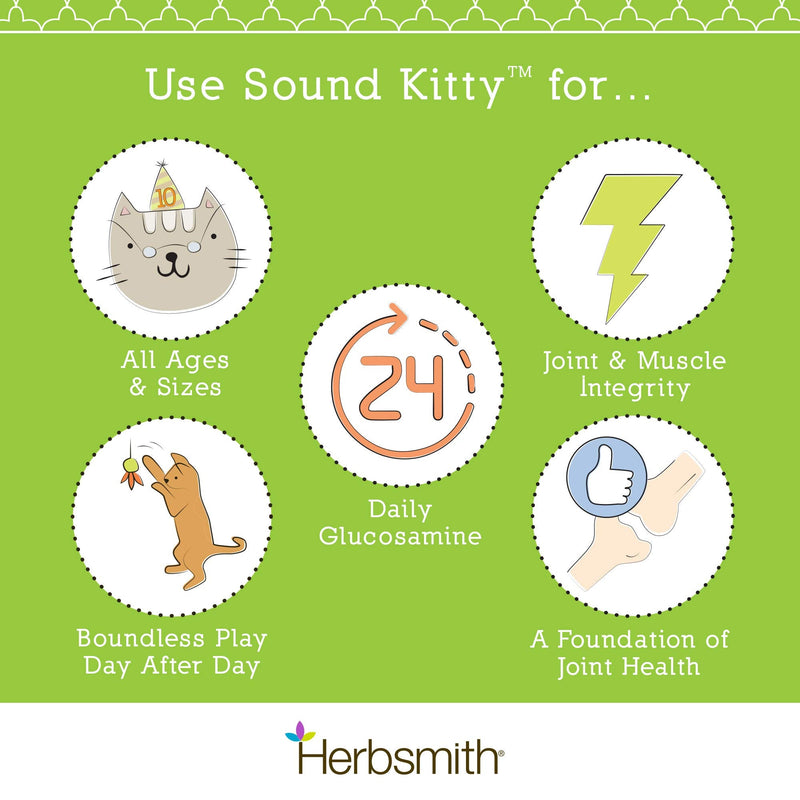 Herbsmith Sound Kitty – 5-in-1 Joint Care for Cats with Chondroitin, Glucosamine & MSM- Natural Joint Pain Relief for Cats – 75g - BeesActive Australia