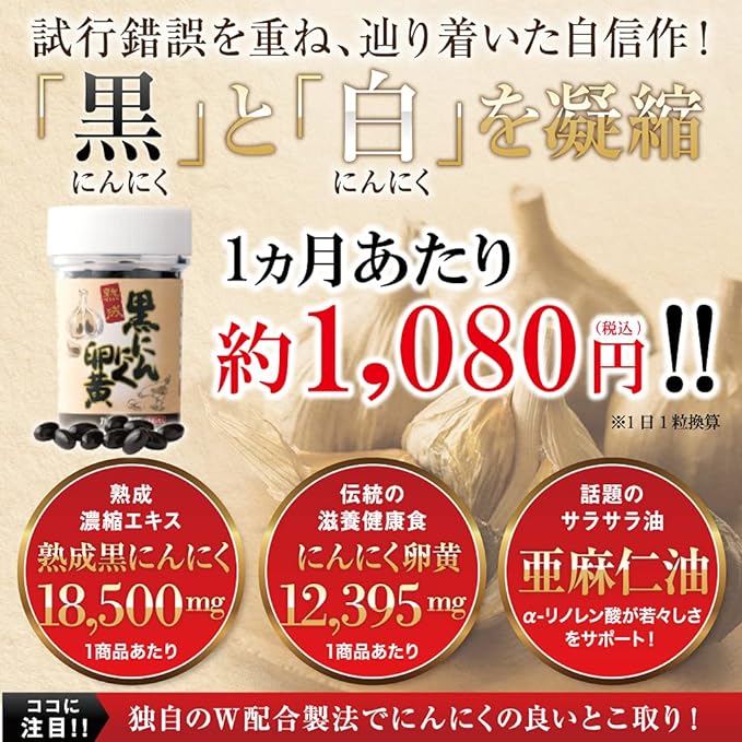 Yazuya Group Kyushu Nature Museum, 185 Aged Black Garlic Egg Yolks, 1 Capsule Per Day for 6 Months Value Family Size - BeesActive Australia