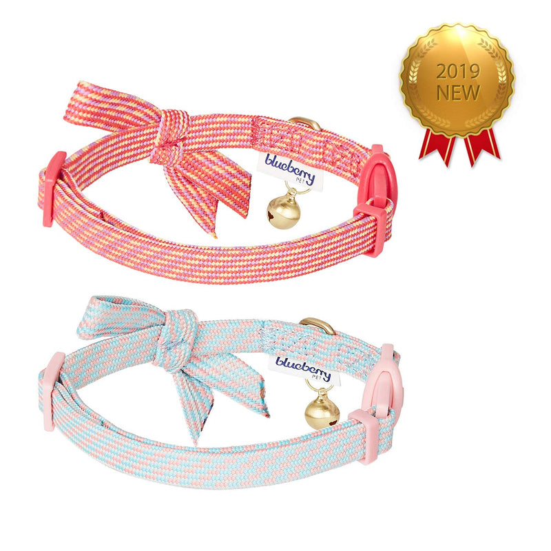 Blueberry Pet 9 Patterns Breakaway Safety Cat Collars, Reflective Options Available 9"-13" Neck (Pack of 2) Pack of 2 - Glam Cutie - BeesActive Australia