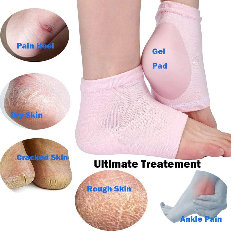 Codream Vented Moisturizing Socks Lotion Gel for Dry Cracked Heels, Spa Gel Socks Humectant Moisturizer Heel Balm Foot Treatment Care Heel Softener Compression 2 Pairs Pink&Grey - BeesActive Australia