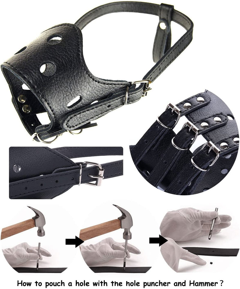 BARKLESS Dog Muzzle Leather, Comfort Secure Anti-Barking Muzzles for Dog, Breathable and Adjustable, Allows Drinking and Eating, Used with Collars Medium Brown - BeesActive Australia