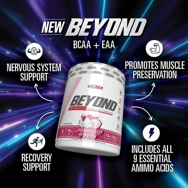 EHPlabs Beyond BCAA & EAA Powder - Branched Chain Essential Amino Acids, Post Workout Muscle Recovery Drink with Amino Acids - 10g BCAAs for Men & Women, 60 Servings (Peach Candy Rings) Peach Candy Rings - BeesActive Australia