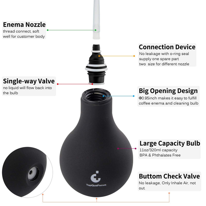 TopQuaFocus 320ml Enema Bulb Kit Anal Douche Bulb kit for Man Woman Cleaning Douche Bulb Men(320ML, Black) - BeesActive Australia