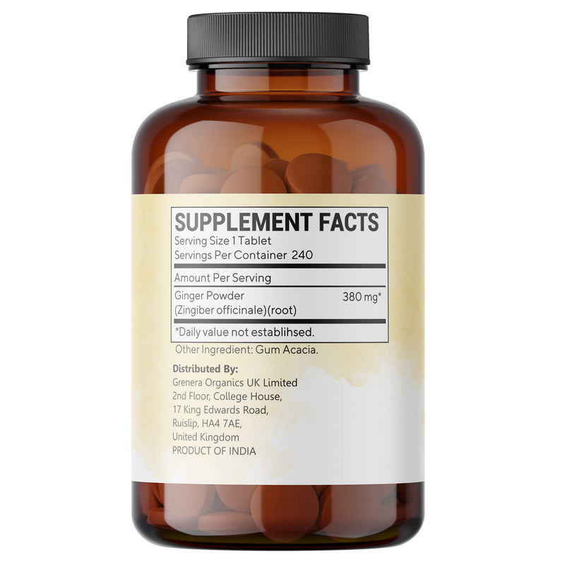 Arumba Ayurveda Ginger Tablets 240 Tablets, 400 mg per Tabelt, Made with Pure Ginger Root Powder - BeesActive Australia