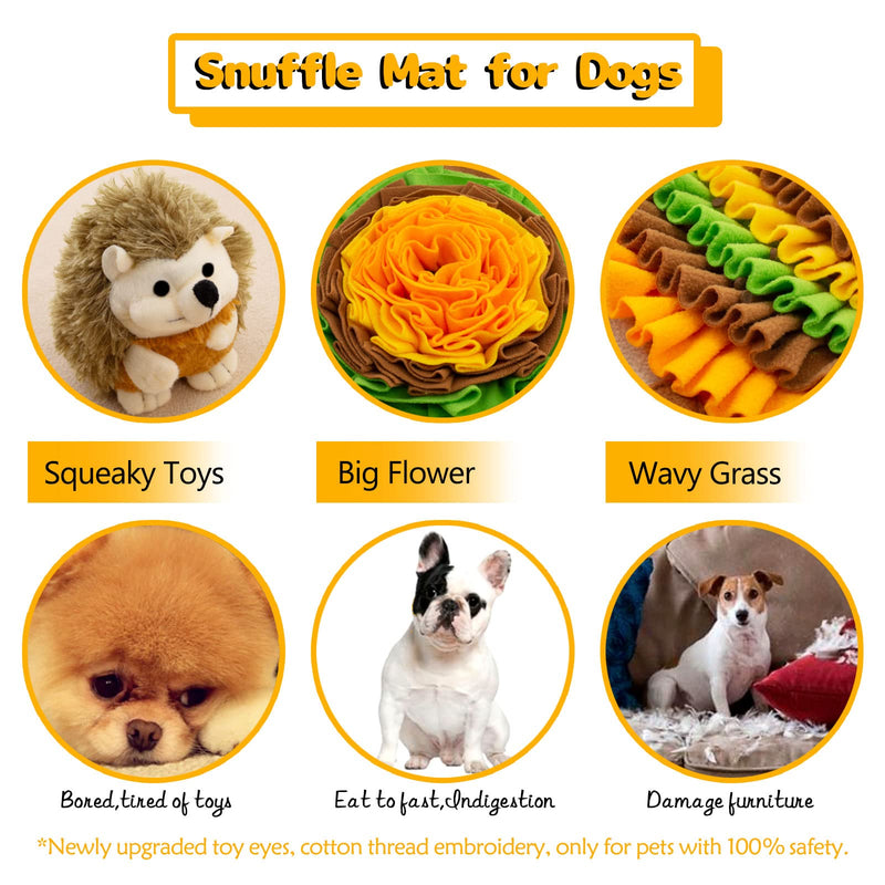 Meilzer Pet Snuffle Mat for Dogs Puzzle Toy Large Sniffing Mat Portable Indoor/Outdoor Digging Mat for Foraging Skills & Stress Relief Hedgehog - BeesActive Australia