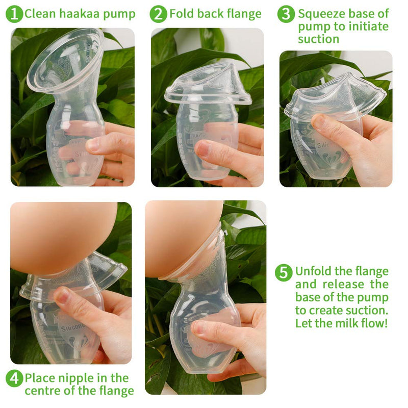 haakaa Manual Breast Pump Breast Milk Collector 4oz/100ml and Cap Set 100ml with Lid - BeesActive Australia