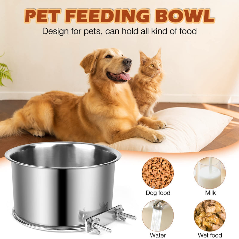 Dog Food & Water Bowl, ShineMe 2 Pack Stainless Steel Hanging Pet Bowl for Dogs and Cats, Non-Slip Metal Feeder for Medium and Large Pets in Cage Crate Kennel (7.1*3.5” & 5.5*3.2”) - BeesActive Australia
