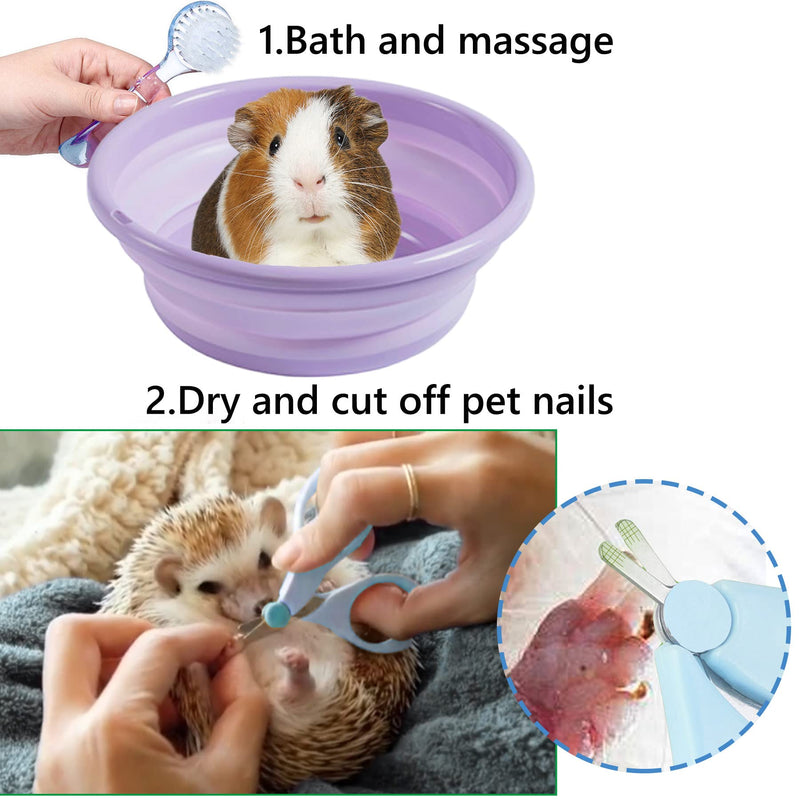 JSLZF Hedgehog Supplies Foldable Hedgehog Bathtub, Hedgehog Nail Clippers, 2PCS Bathing Brush, Bath Towel, Plastic Small Animal Swimming Pool, Guinea Pig Small Pet Sand Bath for Hedgehog - BeesActive Australia