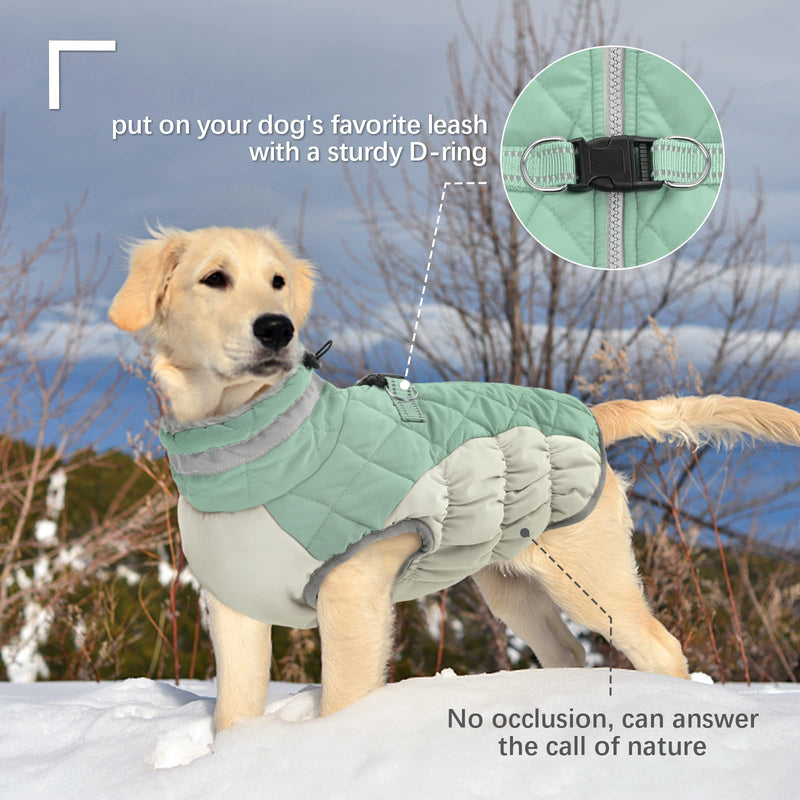 FUAMEY Dog Winter Jacket,Dog Cold Weather Coats Paded Dog Vest Warm Zip Up Dog Windproof Apparel Pet Fleece Lined Outfit for Small Medium Large Dogs with Harness Cozy Dog Clothes with Fur Collar Small(chest:17in) green - BeesActive Australia