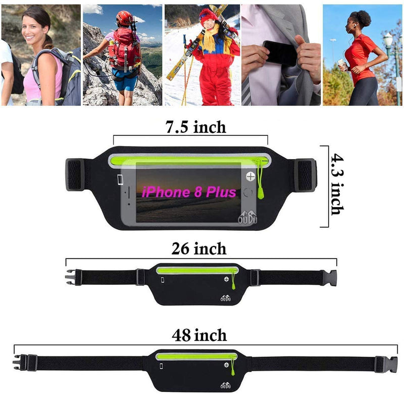 Slim Running Belt Fanny Pack, Fitness Workout Exercise Waist Pack Bag for Phone, Ultra Light Runners Belt for Men Women Black-1 - BeesActive Australia