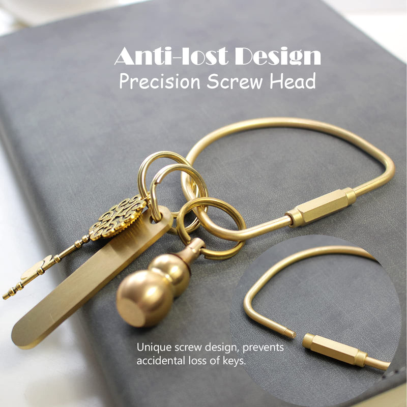 CMVFYL 3PCS Brass Screw Lock Keychain-Simple Style Heavy Duty Car Key Organizer, Universal Key Fob Holder for Men Women, Gold Gold1 - BeesActive Australia