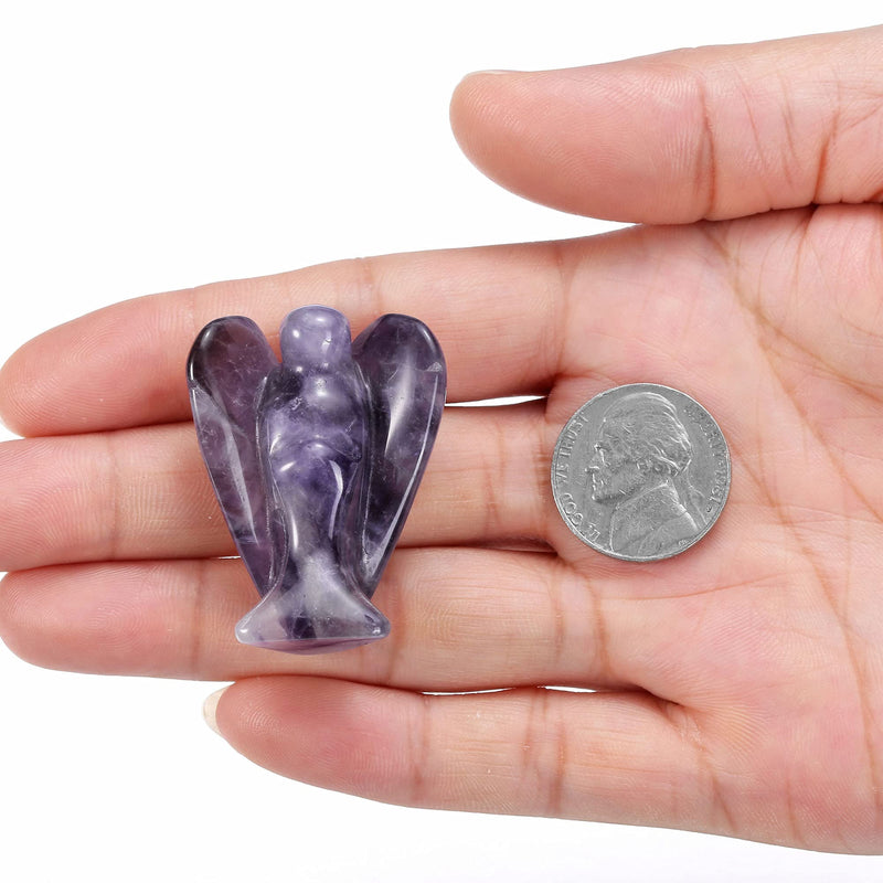 CrystalTears Natural Amethyst Crystal Pocket Guardian Angel, 1.5" Reiki Healing Crystal Gift for Christmas - BeesActive Australia