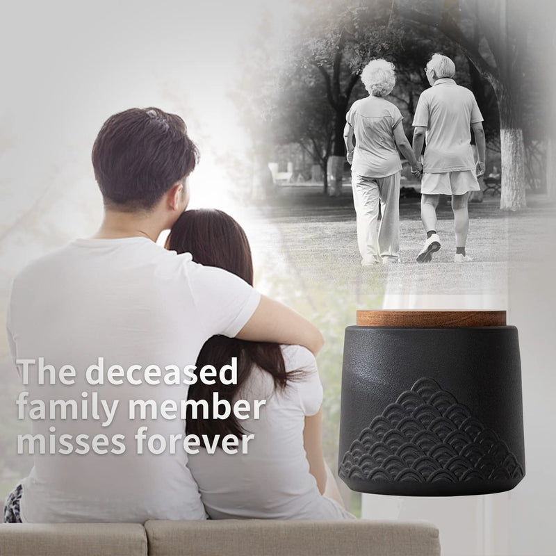Black Small urn Ashes Keepsake - Decorative ceramic Small urn for Human Ashes， Adult Memorial tiny urn Funeral Cremation Urn-Qnty 1… Black -1 - BeesActive Australia