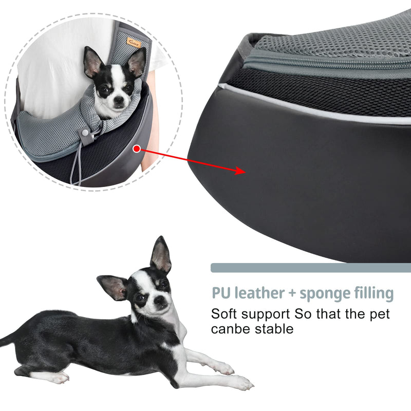 Cuby Pet Dog Sling Carrier Breathable Mesh Hand Free Adjustable Travel Safe Sling Bag Carrier for Puppy Dogs Cats L（12-17 lbs） Black - BeesActive Australia