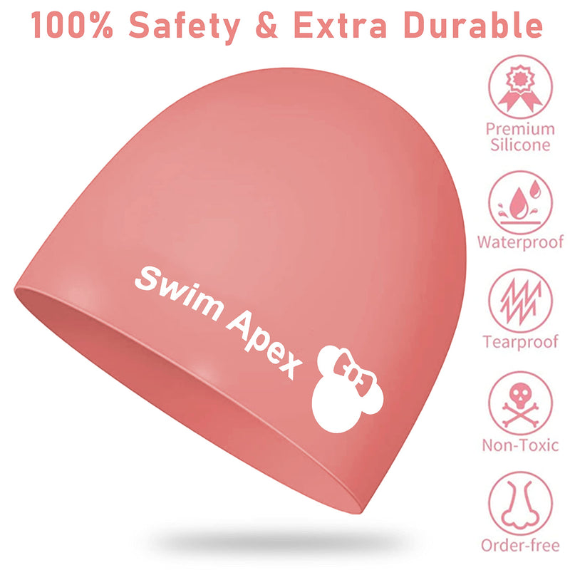 Kids Swim Caps for Kids,Silicone Swimming Cap for Boys Girls, Cartoon Swimming Hat for Long and Short Hair, Waterproof Comfy Bathing Cap, Cover Ears Waterproof Bathing Cap Keep Hair Dry - BeesActive Australia