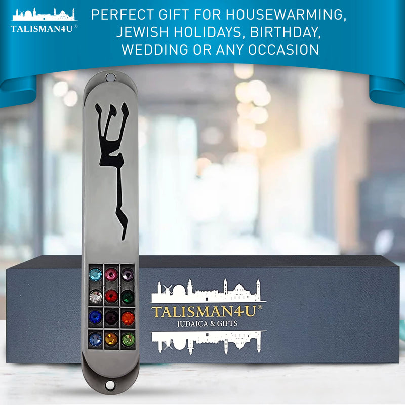 TALISMAN4U Pewter MEZUZAH Case with Scroll 12 Tribes of Israel Hoshen Design Hebrew Shaddai Protection Symbol Judaica Door Mezuza 3.5 Inch - BeesActive Australia
