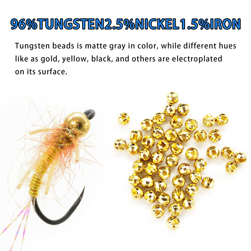 Aventik Think Fast Think Deep Beads 50pc Tungsten Beads Diamond Faceted Slotted Fly Tying Materials 10 Colors / 5 Sizes Fly Fishing Reflex Faceted Jig Hook gold 7/64''(3.0mm) - BeesActive Australia