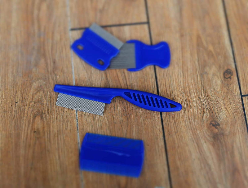weback Flea Comb for Dogs, Lice Combs,Tick Comb, Cat flea Combs with Durable Teeth for Removing Tear Stains, Fleas, Dandruff, Lice 4pcs-blue - BeesActive Australia