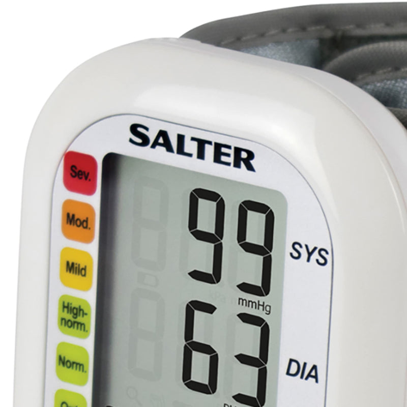 Salter BPW-9101-EU Electric Wrist Blood Pressure Monitor – Automatic Irregular Heart Rate Detector, Compact for Home Use and On the Go, Stores 60 Readings, Traffic Light Style Display, 13-21.5 cm Cuff - BeesActive Australia