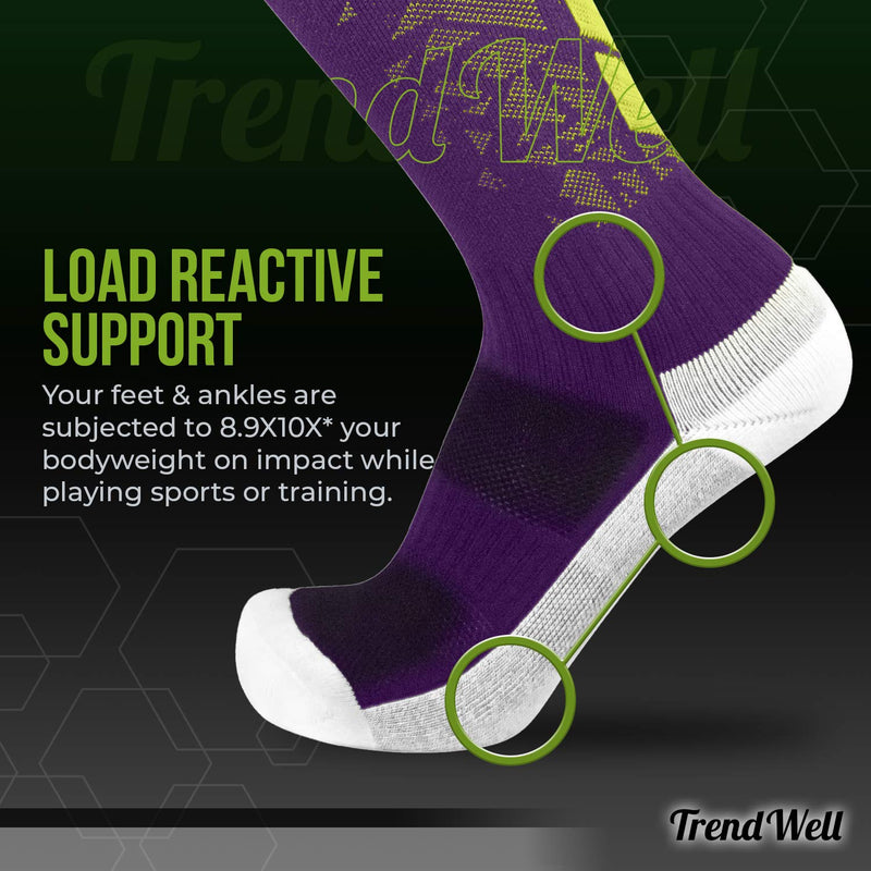 Elite Performance Athletic Socks - Over The Calf Purple Medium - BeesActive Australia
