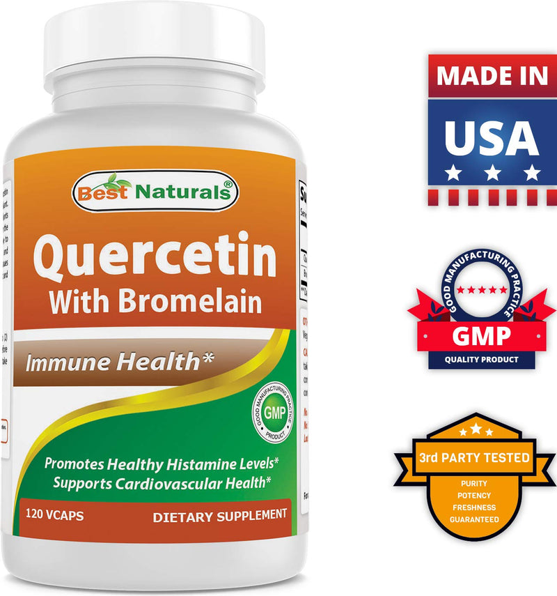 Best Naturals Quercetin with Bromelain Veggie Capsule - 800mg of Quercetin & 165 mg of Bromelain (2400 GDU/g), 120 Count 120 Count (Pack of 1) - BeesActive Australia